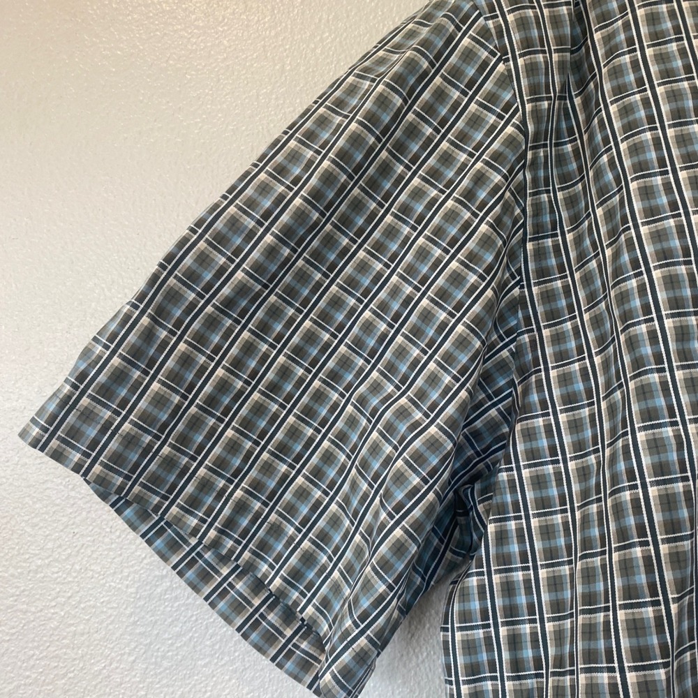 Nordstrom Men's Blue Green Plaid Short Sleeve Button Down Shirt Logo XL - Picture 2 of 12